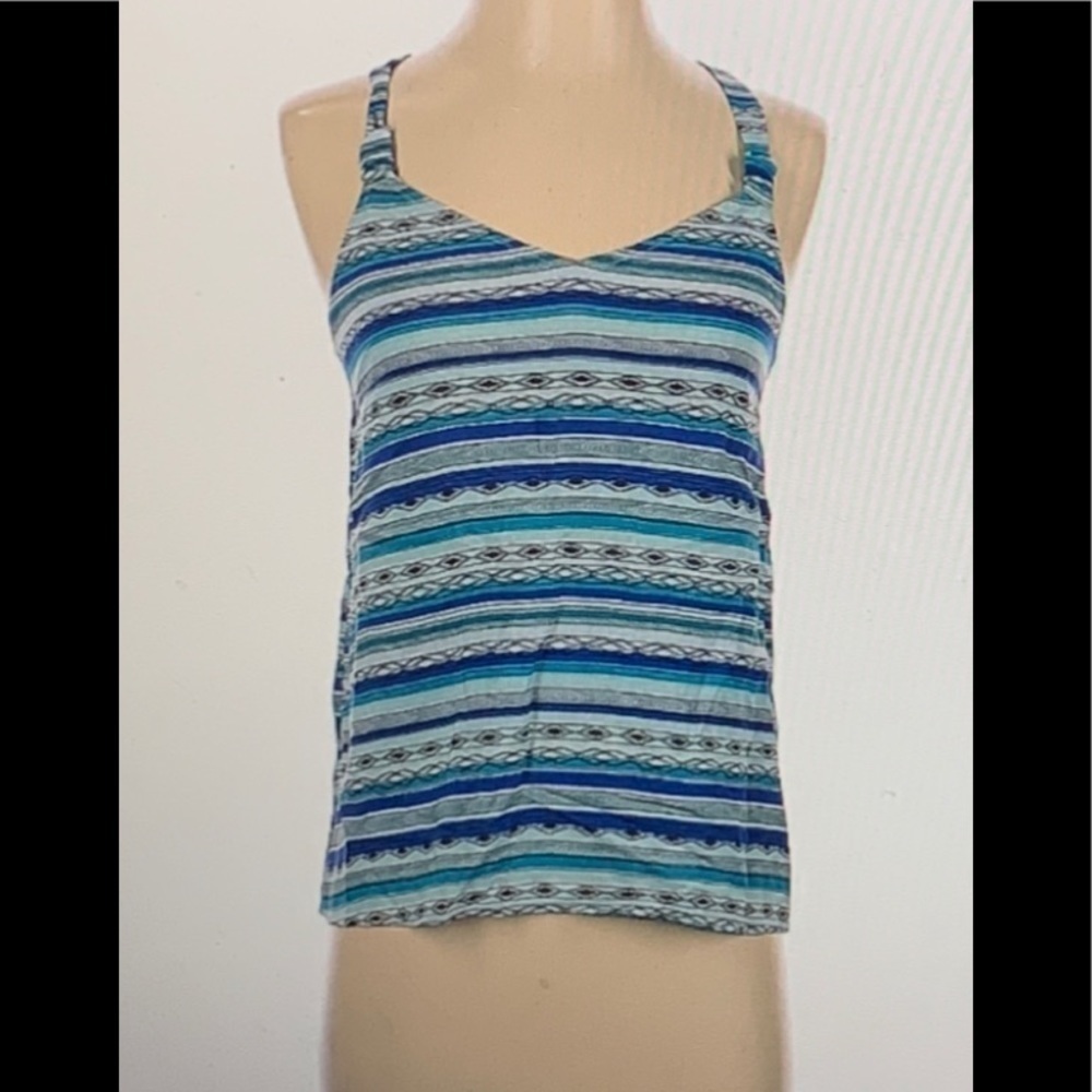 PacSun Size XS Blue Striped Sleeveless Blouse Shirt Top